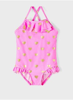 Kids Heart Print Swimsuit