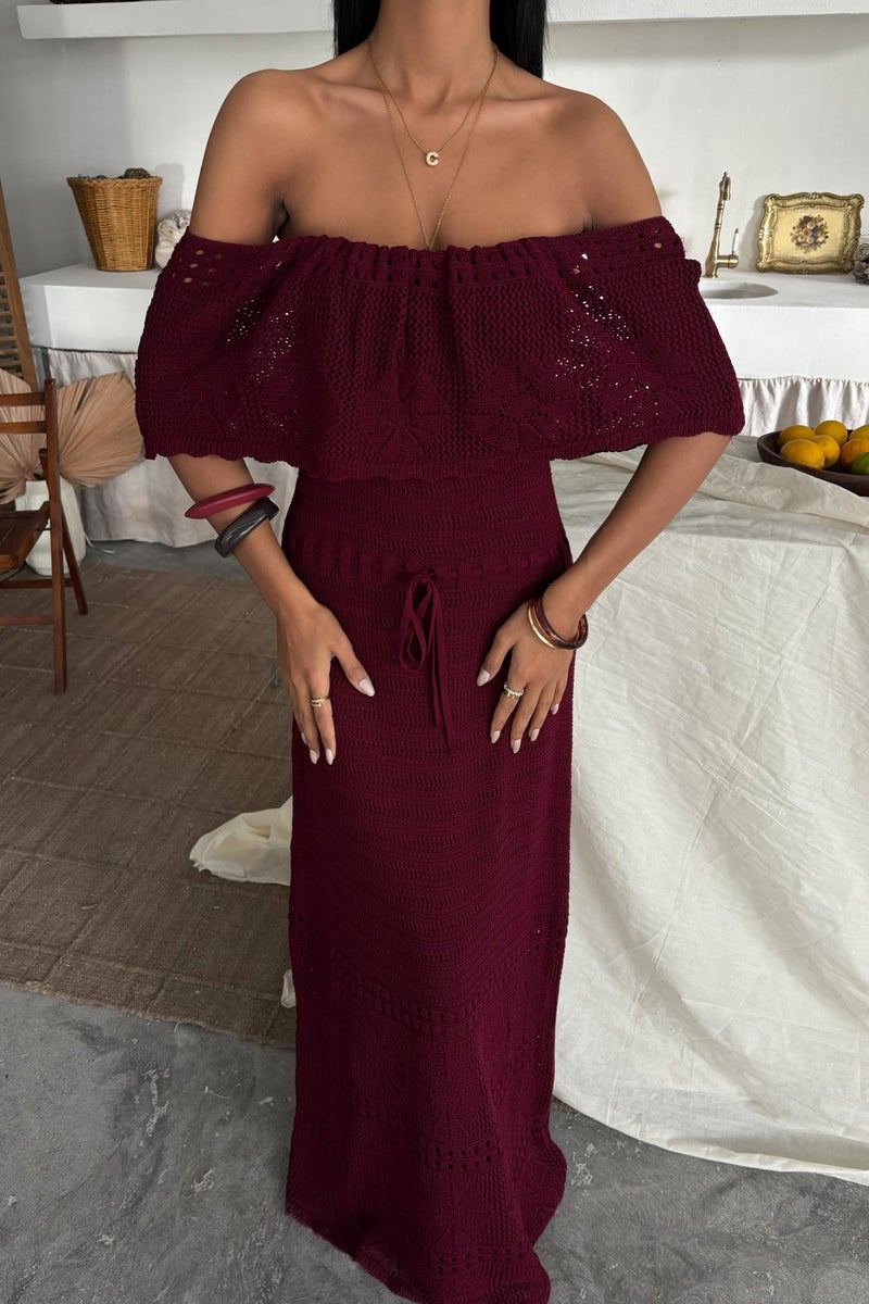Weshaya فستان نسائي بورغندي - Image 3
