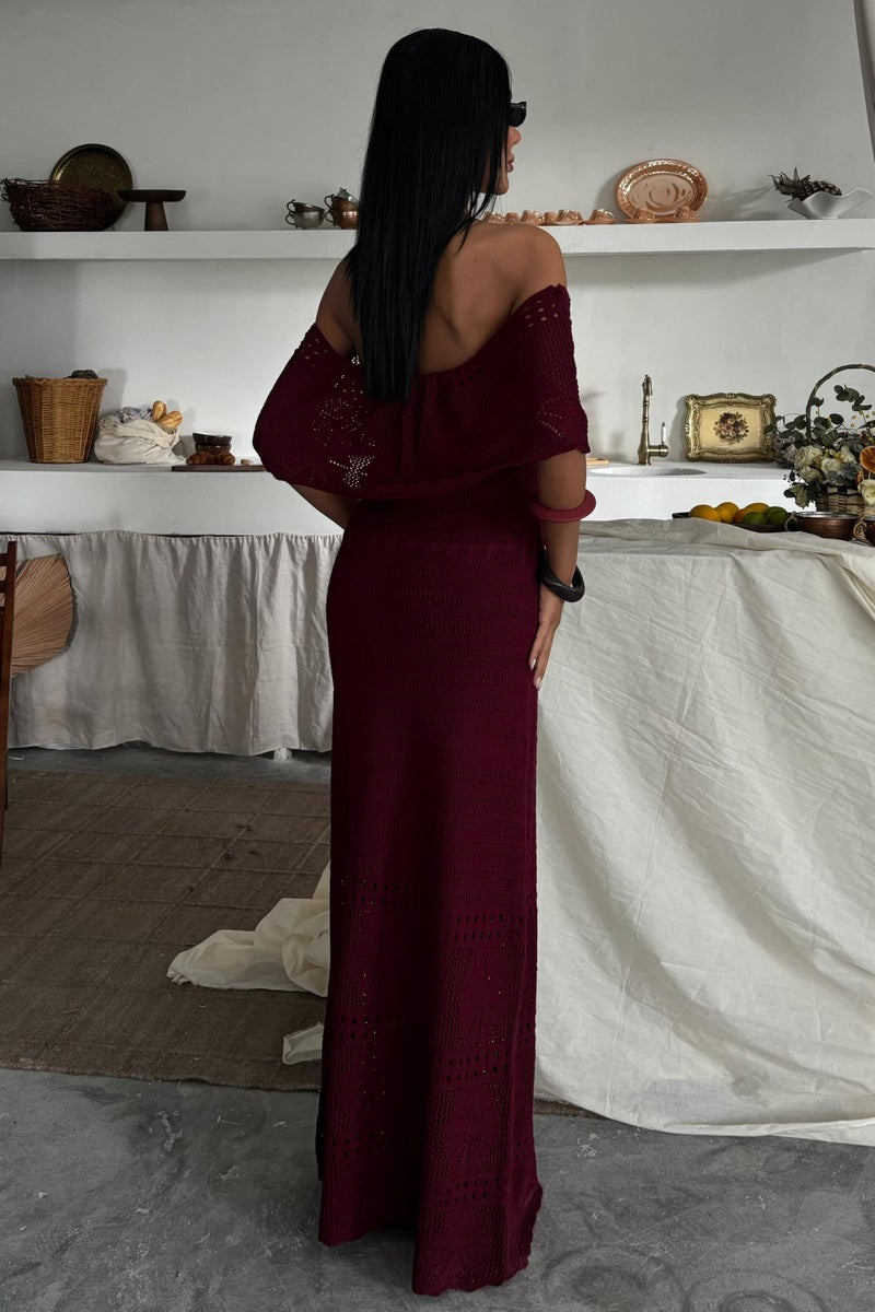 Weshaya فستان نسائي بورغندي - Image 4