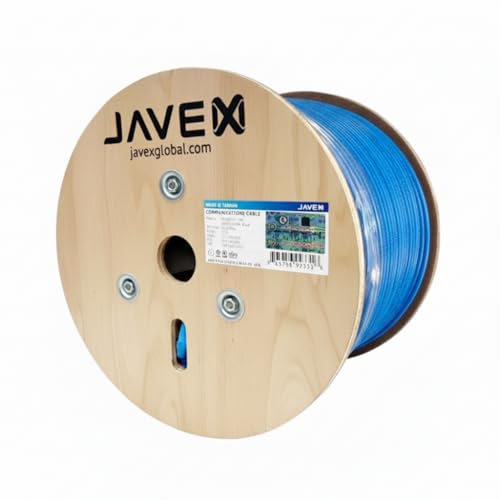 JAVEX 23AWG CAT6A Ethernet Cable Wire 100% Shielded FTP [UL CMR Riser, for PoE++] Made in Taiwan Solid Pure Copper 750MHz, ETL Listed, 500 Feet, Blue - Image 1