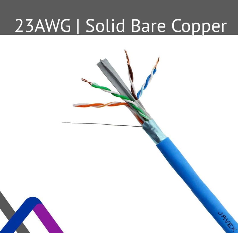 JAVEX 23AWG CAT6A Ethernet Cable Wire 100% Shielded FTP [UL CMR Riser, for PoE++] Made in Taiwan Solid Pure Copper 750MHz, ETL Listed, 500 Feet, Blue - Image 2