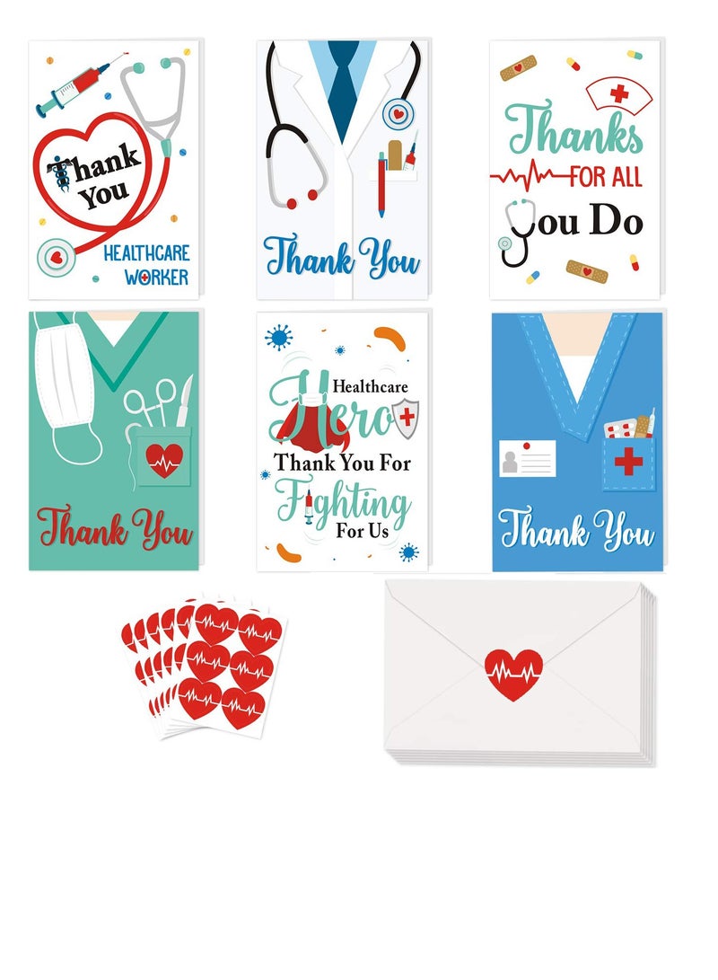 Suntown بطاقة شكر للعاملين في مجال الرعاية الصحية، 36 حزمة بطاقات شكر هدايا للأطباء هدايا للممرضين، بطاقة تقدير طبية للممرضين، الأطباء، EMTs والعاملين الأساسيين، مجموعة بطاقات هدايا مع أظرف وملصقات - Image 1