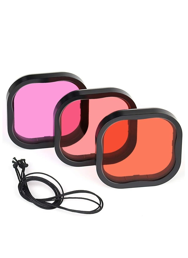 XICEN 3 Pack Dive Filters for GoPro Hero 8 9 10 11 12 Official Waterproof Housing Case  - Image 1