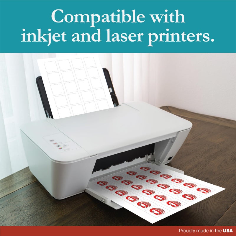 Premium Label Supply White Sticker Square Labels â€“ 1.5" x 1.5" â€“ Laser/Inkjet Compatible â€“ (24 per Sheet), 25 Sheets â€“ 600 Total Adhesive Labels - Image 5