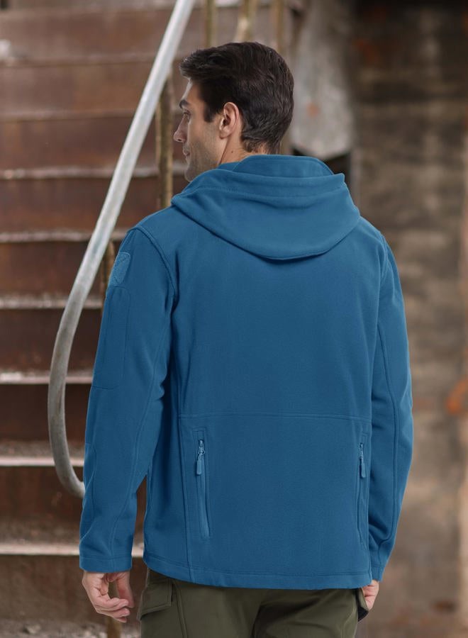 CRYSULLY Men's Fall Winter Coat Safari Jacket Fleece Hiking Travelling Fatigue Outdoors Snow Jacket Coat Blue Green - Image 4