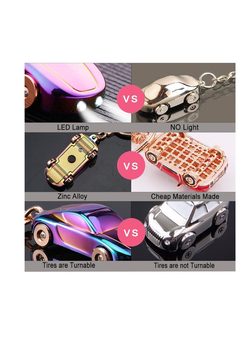 Loquat Creative Key Chain Car Keychain Flashlight with 2 Modes LED Lights 2 in 1 Car Key Chain Ring for Office Backpack Purse Charm,Great Gift for Men or Women(Colorful) - Image 3
