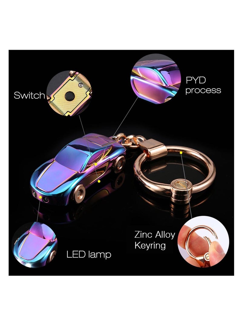 Loquat Creative Key Chain Car Keychain Flashlight with 2 Modes LED Lights 2 in 1 Car Key Chain Ring for Office Backpack Purse Charm,Great Gift for Men or Women(Colorful) - Image 2