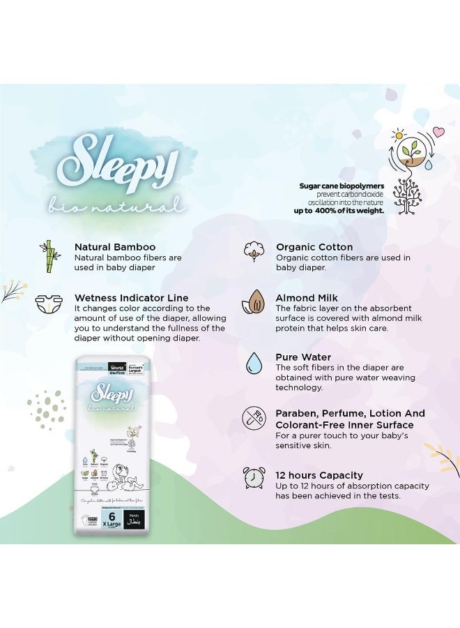 Sleepy سراويل بيولوجية طبيعية مقاس 6، 32 قطعة، عضوية، مريحة، امتصاص فائق، صديقة للبيئة، مضادة للحساسية - Image 5