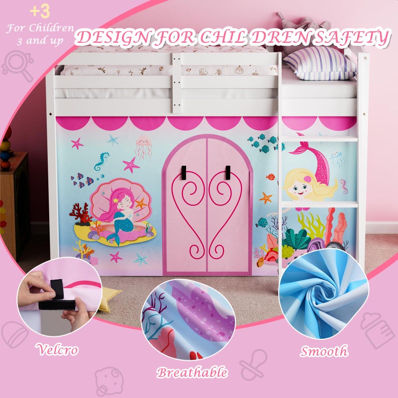 YRDKB Mermaid Bunk Bed Curtains - 33H Premium and Customizable Cartoon Loft Bed Curtains for Children to Enhance The Imaginative Creation Bedroom Curtains(3PCS,Full) - Image 4
