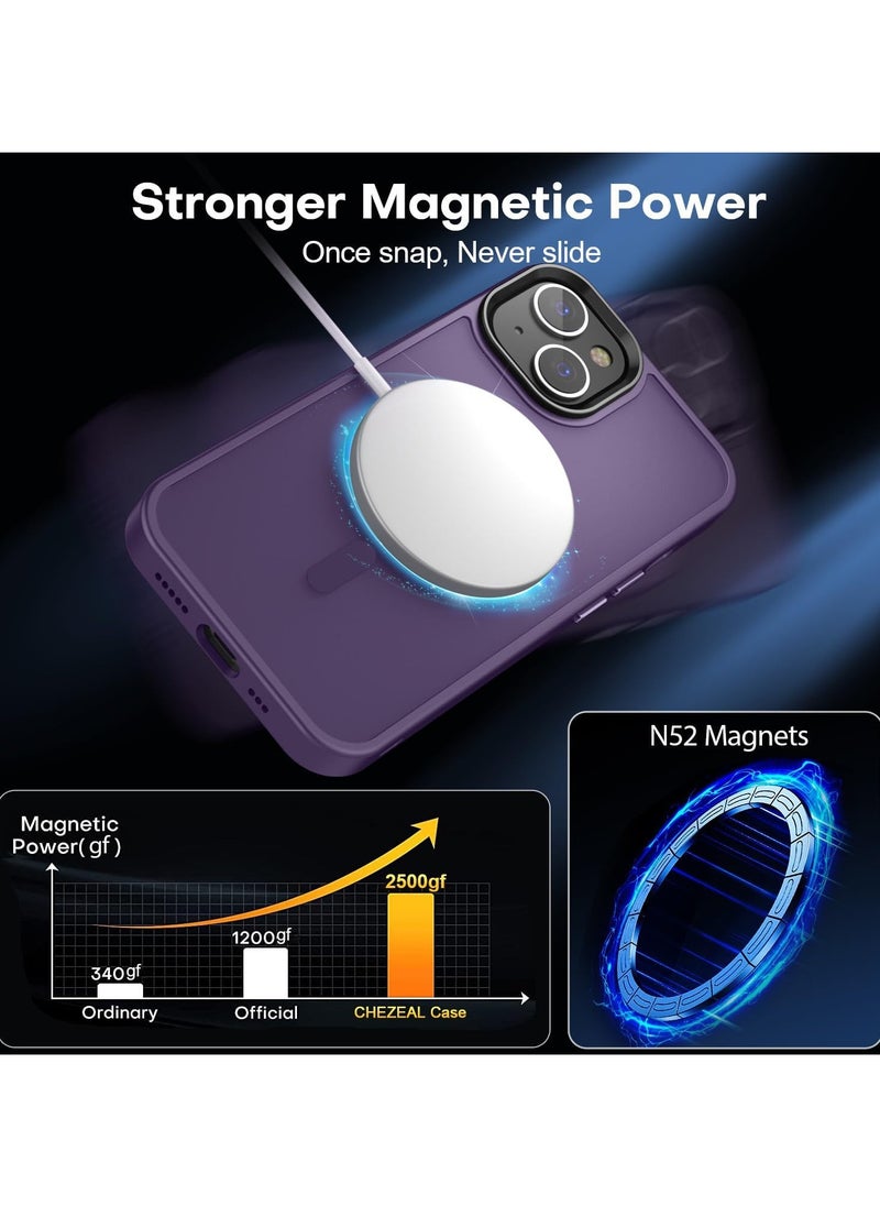 Generic - Magnetic Case For iPhone 15 Case Compatible with MagSafe Military Grade Protection Shockproof Translucent Matte Case Anti Scratch Shockproof Phone Case (Deep Purple) - Image 1