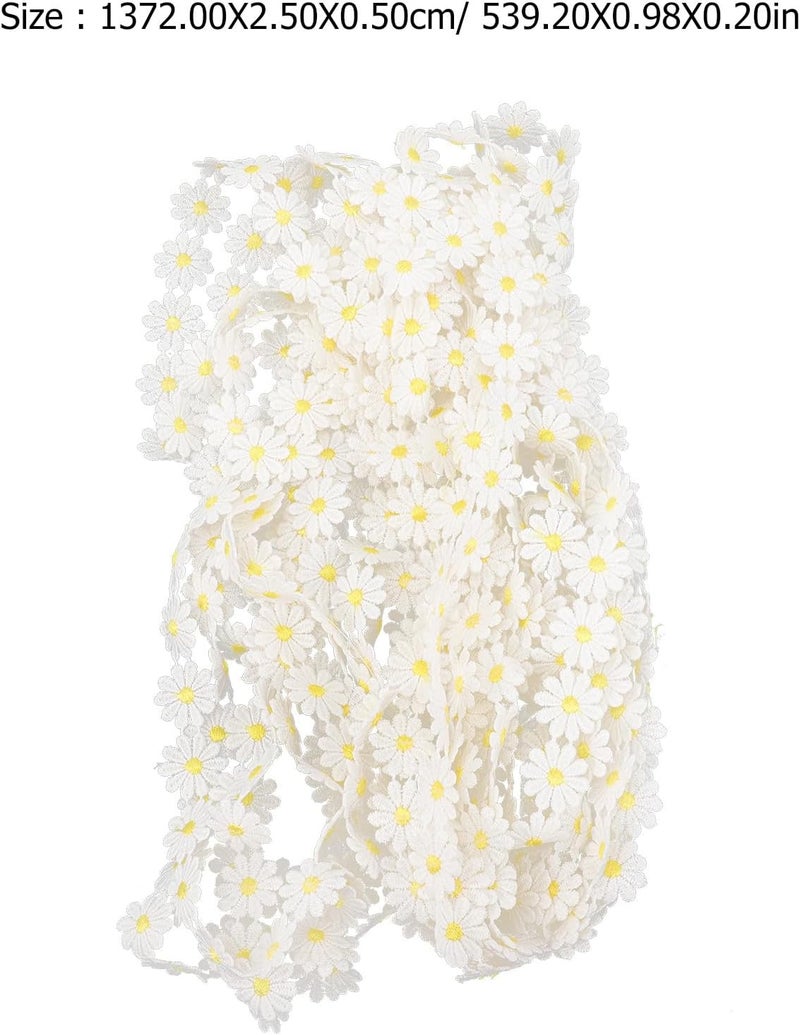 Embroidered Sunflowers and Daisy Patch Trim Yellow 2.5cm Lace Sewing Craft for DIY Clothing Accessories and Home Textile Decoration - Image 2