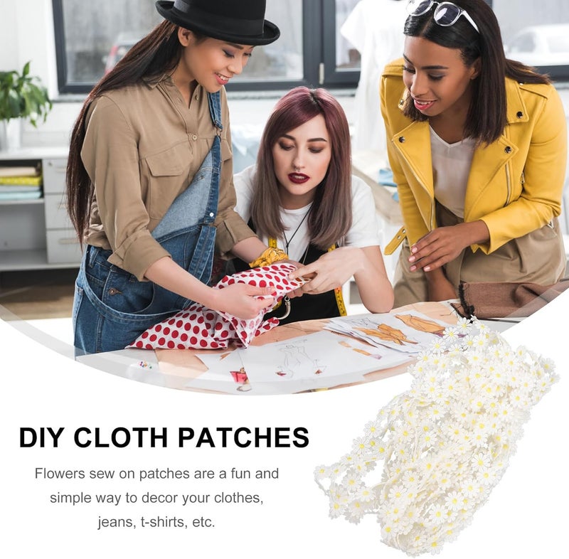 Embroidered Sunflowers and Daisy Patch Trim Yellow 2.5cm Lace Sewing Craft for DIY Clothing Accessories and Home Textile Decoration - Image 3
