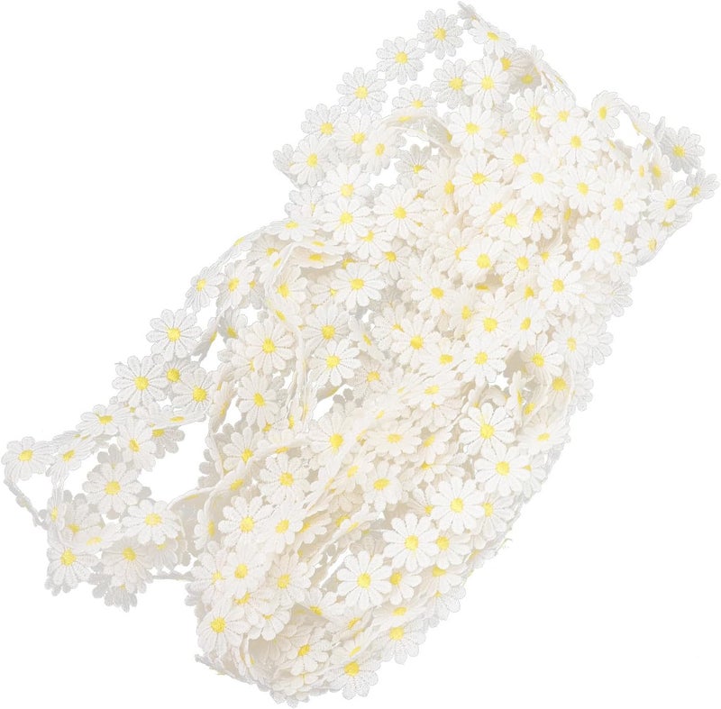 Embroidered Sunflowers and Daisy Patch Trim Yellow 2.5cm Lace Sewing Craft for DIY Clothing Accessories and Home Textile Decoration - Image 1