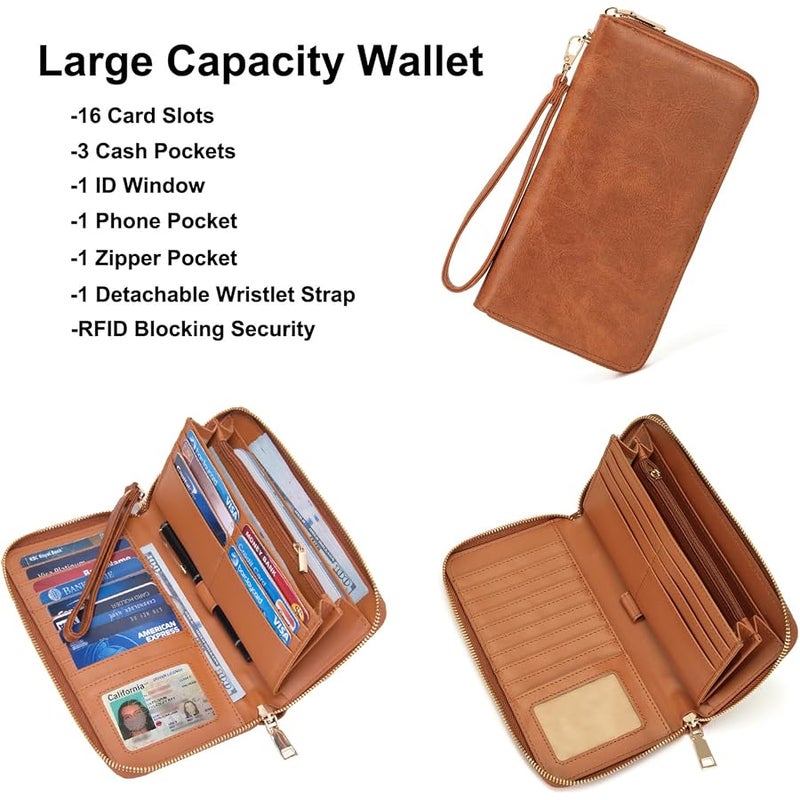 Soperwillton Crossbody Bags for Women Large Hobo Purse PU Leather Shoulder Handbag Ladies Tote Wallet Set 2PCS - Image 3