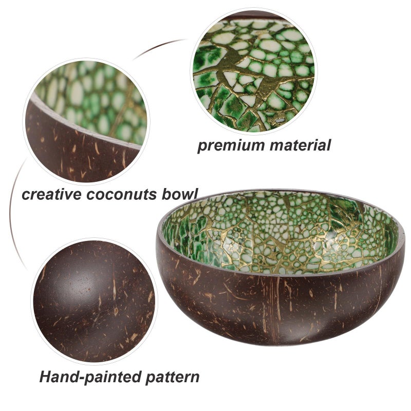 Natural Coconut Shell Salad Bowls 2 Pieces Eco Friendly Serving Bowls For Home Kitchen - Image 4
