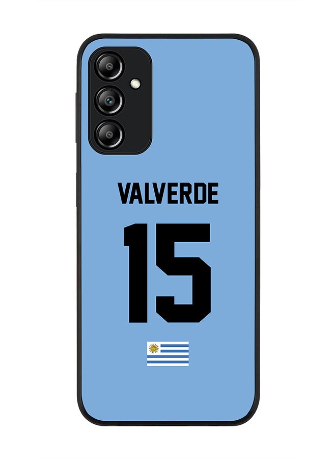Stylizedd Rugged Black edge case for Samsung Galaxy A24 4G Slim fit Soft Case Flexible Rubber Edges Anti Drop TPU Gel Thin Cover-Uruguay Player Name - Valverde - Image 1