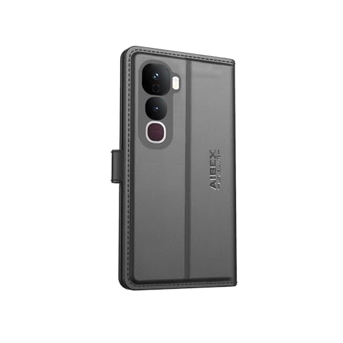 AIBEX ® Compatible for Compatible for Vivo Y400 5G Flip Cover Leather Finish with Magnatic Closure | Inside TPU with Card Pockets | Wallet Stand | Complete Protection Flip Case -Black - Image 3