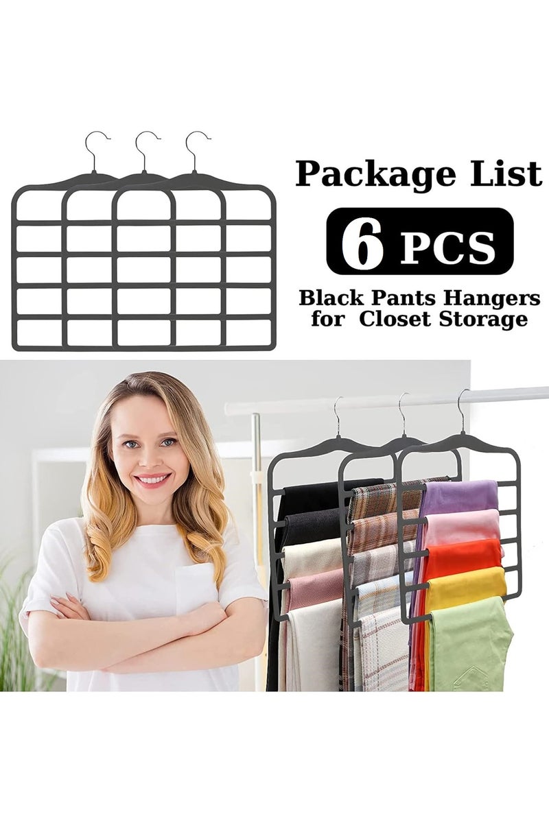 TYCOM Non-Slip Velvet Pants Hangers - (6 Pack) Ultra Thin Space Saving 360 Degree Swivel Hook Pants Hangers Hold Up -to 10 Lbs - Pants 6pcs Grey  - Image 3