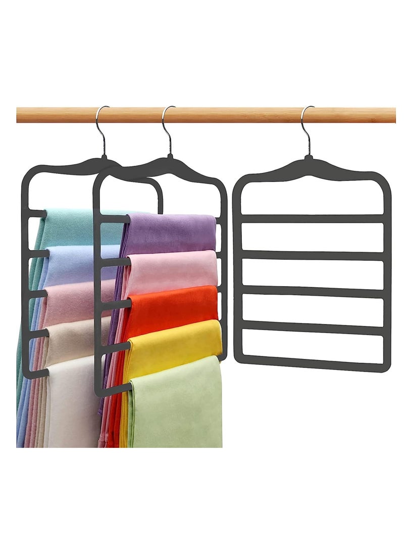 TYCOM Non-Slip Velvet Pants Hangers - (6 Pack) Ultra Thin Space Saving 360 Degree Swivel Hook Pants Hangers Hold Up -to 10 Lbs - Pants 6pcs Grey  - Image 1