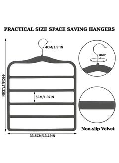 TYCOM Non-Slip Velvet Pants Hangers - (6 Pack) Ultra Thin Space Saving 360 Degree Swivel Hook Pants Hangers Hold Up -to 10 Lbs - Pants 6pcs Grey  - Image 2
