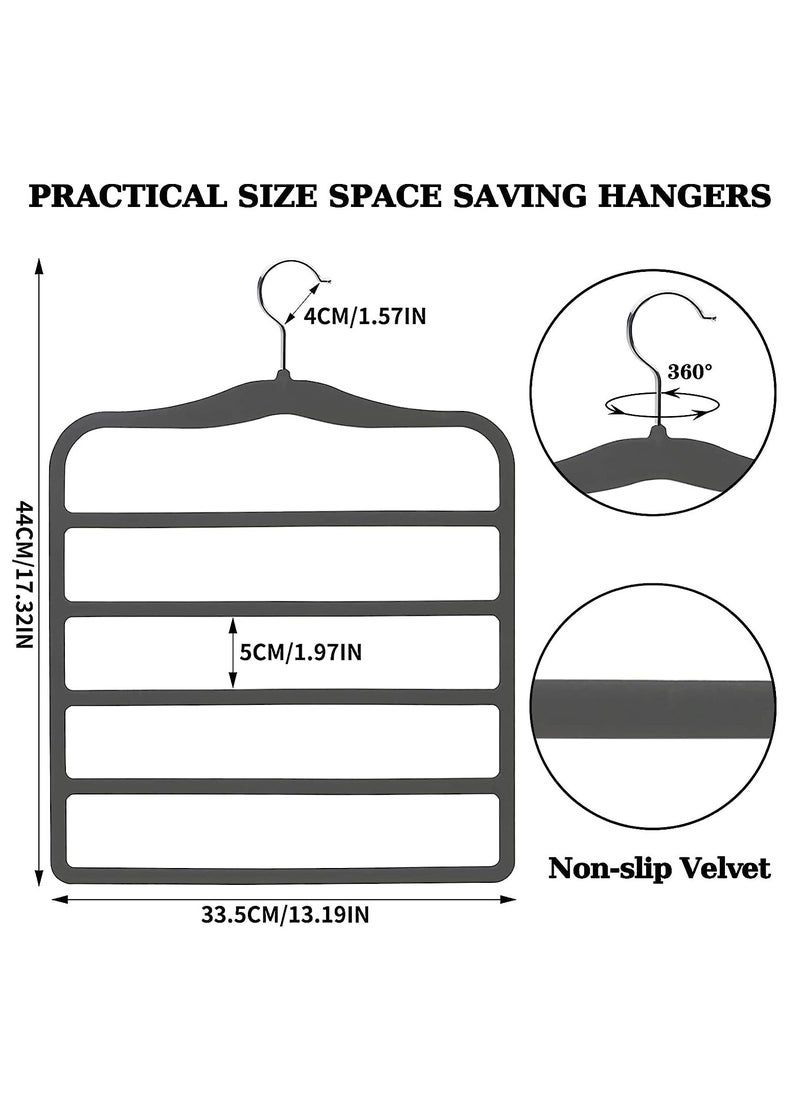 TYCOM Non-Slip Velvet Pants Hangers - (6 Pack) Ultra Thin Space Saving 360 Degree Swivel Hook Pants Hangers Hold Up -to 10 Lbs - Pants 6pcs Grey  - Image 2