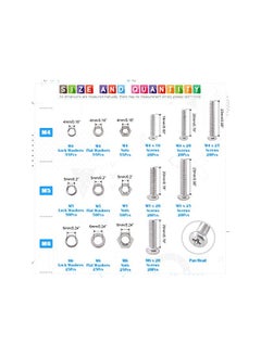 Glarks Glarks 510 Pieces Pan Head Stainless Steel Screws Nuts Lock and Flat Gasket Washers Assortment Kit  - Image 2