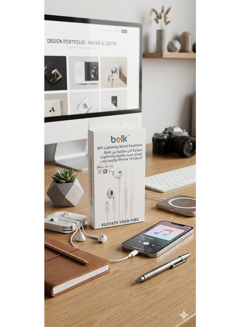 Belk wired earphones, new version with Lightning technology, for iPhone 14 and older models. - Image 4