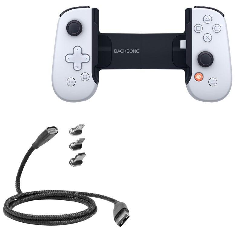 BoxWave Cable Compatible with Backbone One PlayStation Edition Android MagnetoSnap PD AllCharge Cable 100W Magnet Charging Braided USB TypeC Micro Jet Black - Image 2