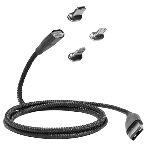 BoxWave Cable Compatible with Backbone One PlayStation Edition Android MagnetoSnap PD AllCharge Cable 100W Magnet Charging Braided USB TypeC Micro Jet Black - Image 3