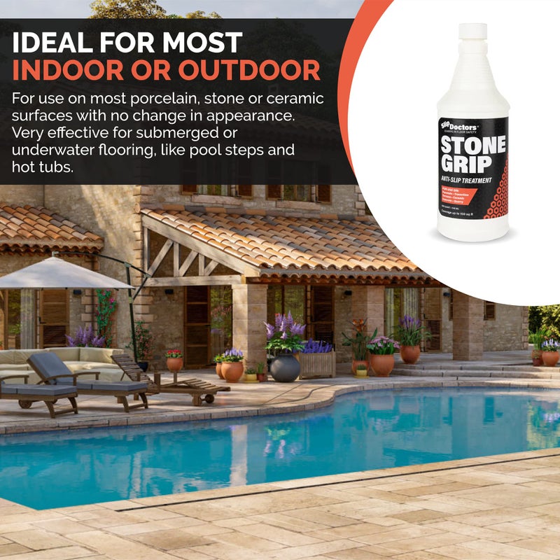 Slip Doctors Stone Grip Industrial (Quart) Non-Slip Floor Treatment for Tile and Stone to Prevent Slippery Floors. Indoor/Outdoor, Residential/Commercial, Works in Minutes for Increased Traction - Image 4