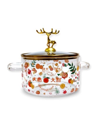 A thermal glass cooking pot placed directly on the fire, with a heat-insulating lid handle in the shape of a golden deer, a healthy thermal prosilica glass cooking pot with a distinctive golden touch - pzsku/Z510FBCD93C9B87C9FEBDZ/45/_/1735301159/071b71e6-9288-40b4-aeaf-e46de504c761