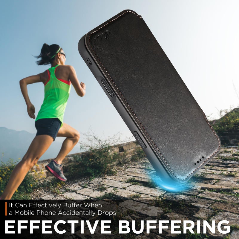 Suteni For Iphone 17 J05 Leather Magnetic Magsafe Phone Case(Black) - Image 5