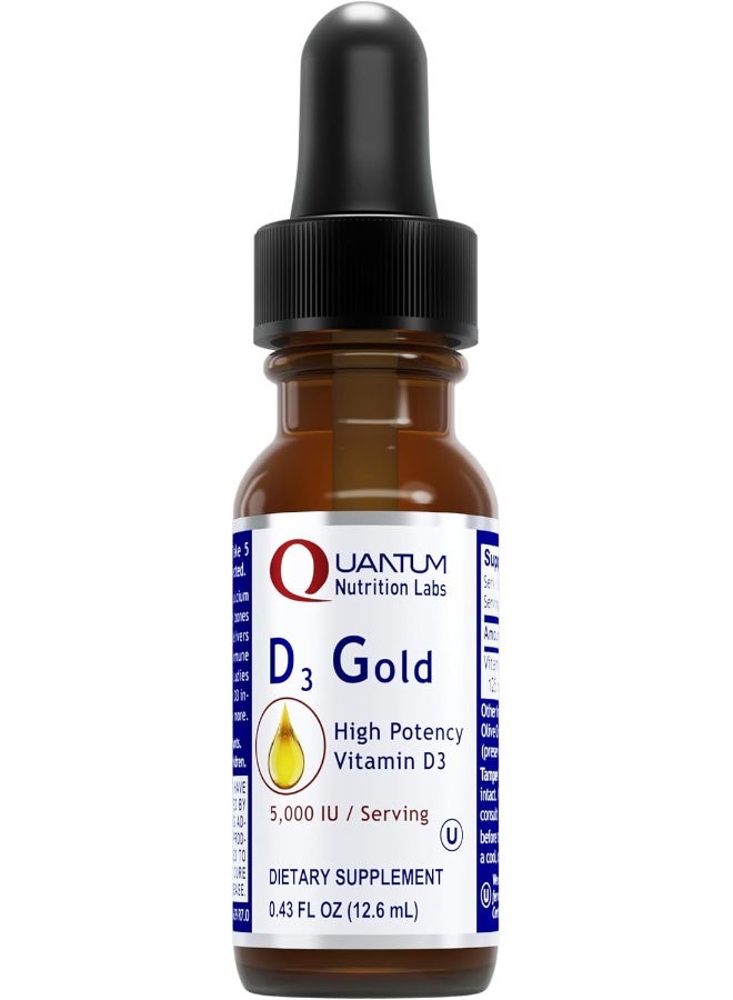 Quantum Nutrition QNL D3 Gold - Vitamin D Liquid Drops - Bone Strength Supplement - Offers Cardiovascular & Immune Support - Premium Health & Wellness Product - 0.43 fl oz - Image 1