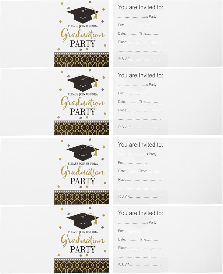 Graduation Party Invitation Cards with Envelopes 8 Pieces High School College Celebration - Image 1