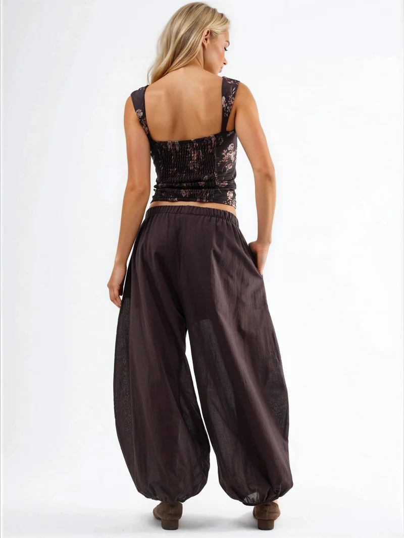 بوسيم BUSEM Elastic Waist Balloon Pants with Pockets