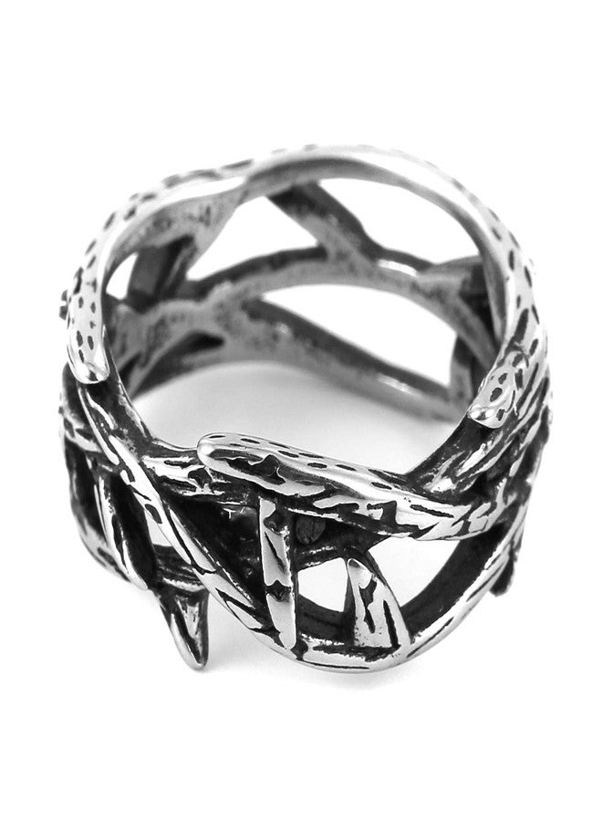 HZMAN Jesus Crown of Thorns Ring for Men Gothic Stainless Steel Pinky Ring, Metal, No Gemstone - Image 4