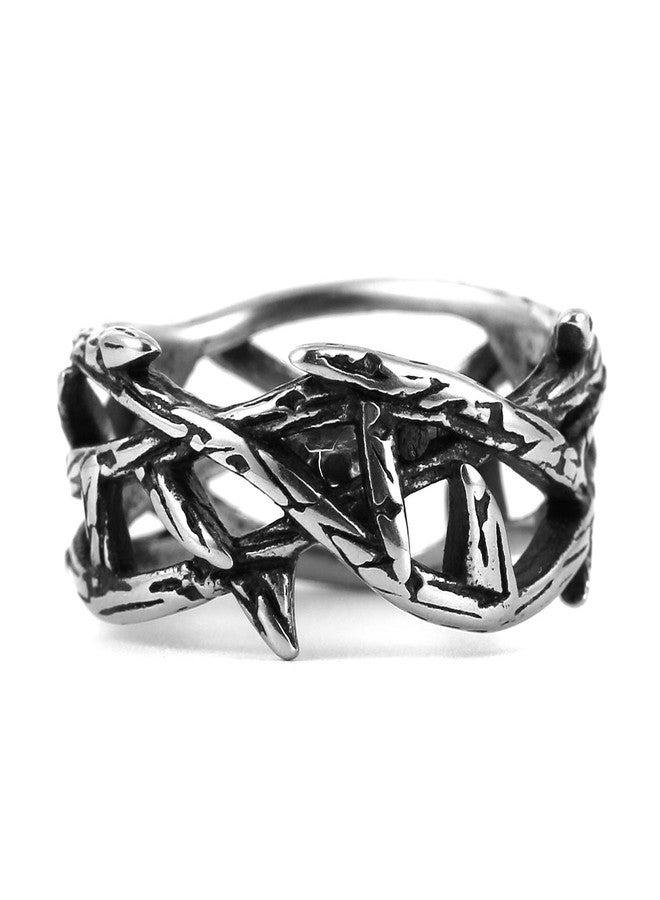 HZMAN Jesus Crown of Thorns Ring for Men Gothic Stainless Steel Pinky Ring, Metal, No Gemstone - Image 5