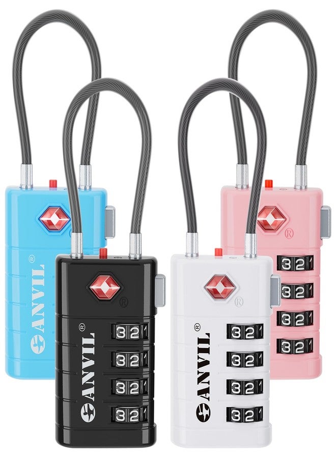 ANVIL 4 Digit Luggage Locks, TSA Locks for Luggage, Advanced TSA008 core, Alert Indicator for Your Travel Lock, Suitcase Lock. (4, 4 Colors) - Image 1