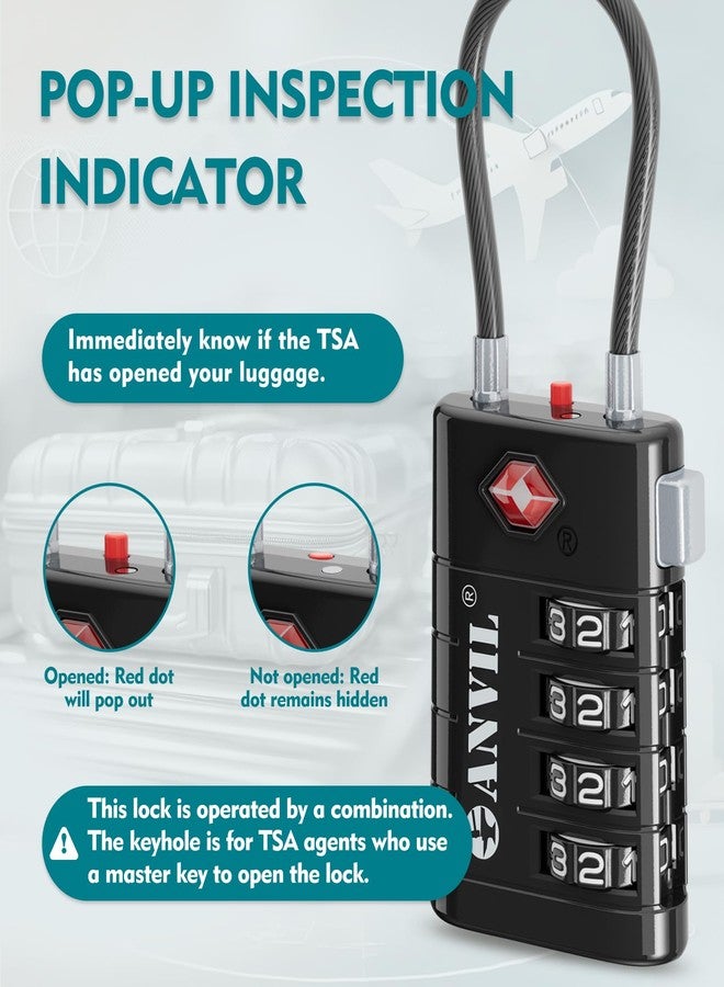 ANVIL 4 Digit Luggage Locks, TSA Locks for Luggage, Advanced TSA008 core, Alert Indicator for Your Travel Lock, Suitcase Lock. (4, 4 Colors) - Image 3