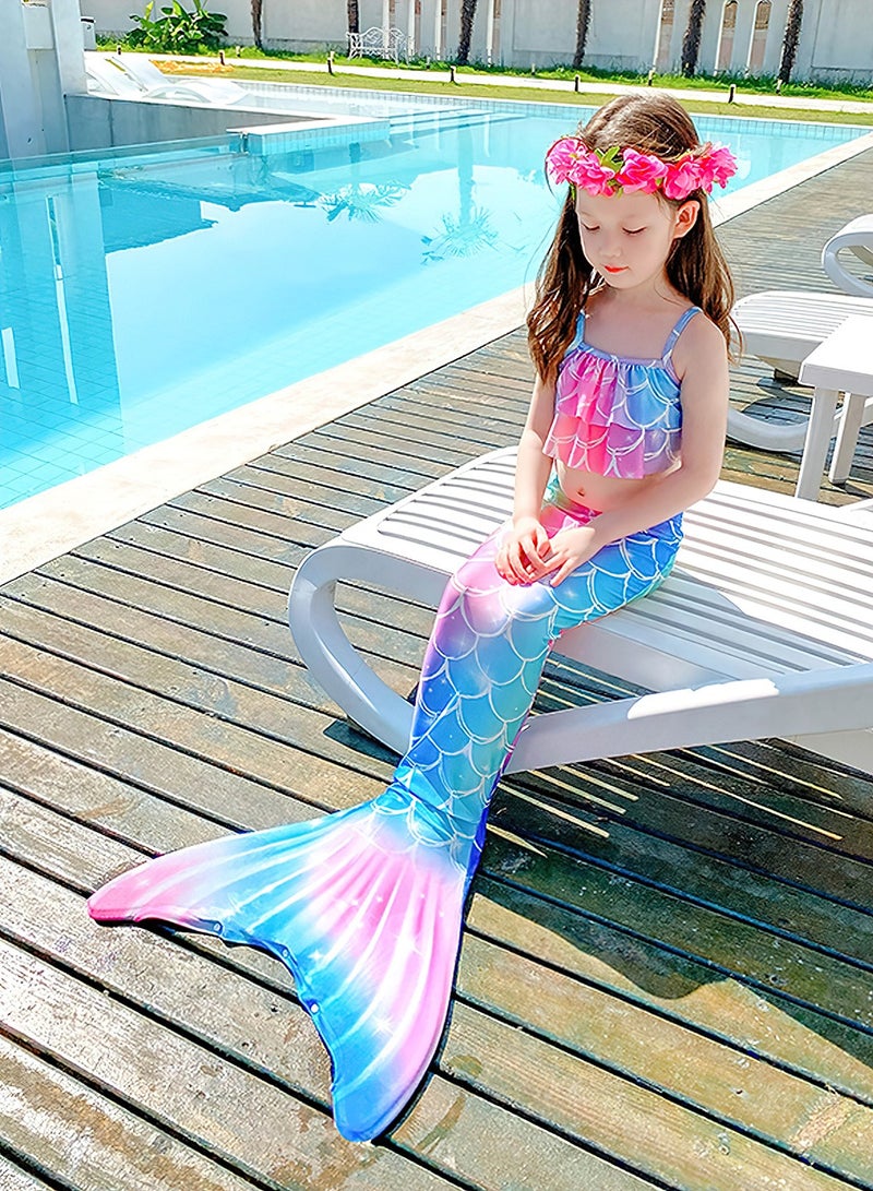 LEOKOR 5 PCS Swimwear set,Mermaid Tails for Swimming Bathing Suits Swimsuit,Bikini Suit,for 4-13 Years Old,for Kids Girls - Image 2