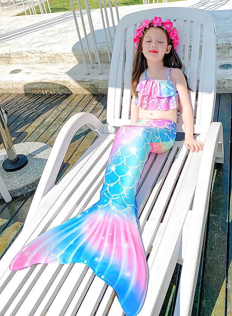 LEOKOR 5 PCS Swimwear set,Mermaid Tails for Swimming Bathing Suits Swimsuit,Bikini Suit,for 4-13 Years Old,for Kids Girls - Image 4