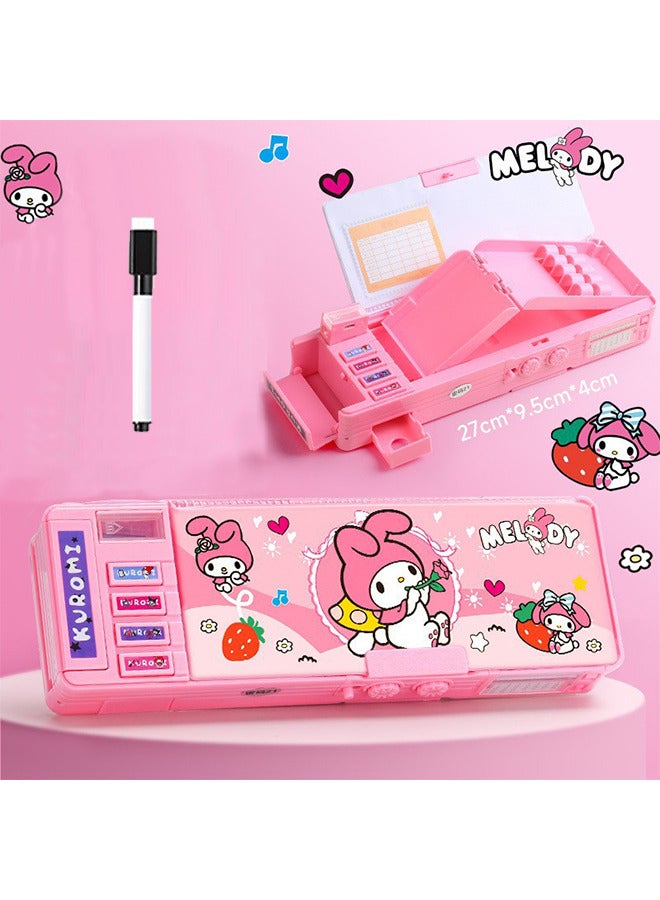 Pop up Multifunction Pencil Case for Kids Unique Stationery Set School Supplies for School Students with Sharpener Password Lock Schedule Whiteboard(Pink) - Image 1