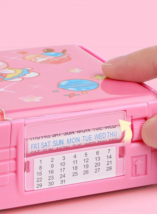 Pop up Multifunction Pencil Case for Kids Unique Stationery Set School Supplies for School Students with Sharpener Password Lock Schedule Whiteboard(Pink) - Image 3