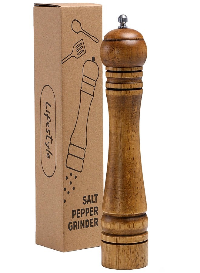 M JINGMEI Wood Salt and Pepper Grinder, Salt Grinder and Pepper Mill, Oak Wood Shakers with Adjustable Ceramic Grinders - 8 inches, 1 Pack - Image 1