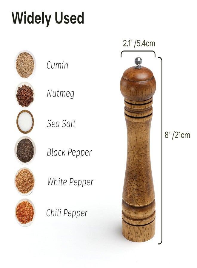 M JINGMEI Wood Salt and Pepper Grinder, Salt Grinder and Pepper Mill, Oak Wood Shakers with Adjustable Ceramic Grinders - 8 inches, 1 Pack - Image 4