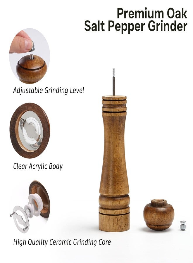 M JINGMEI Wood Salt and Pepper Grinder, Salt Grinder and Pepper Mill, Oak Wood Shakers with Adjustable Ceramic Grinders - 8 inches, 1 Pack - Image 2
