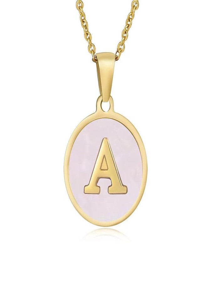 MIFYNN قلادة ذهبية بحرف أولي للنساء، قلادة مرصعة بالصدف، مطلية بذهب عيار 18 قيراط، قلادة بحرف من الصدف الطبيعي، قلادة AZ، هدية عيد ميلاد أو عيد الحب لها (A) - Image 1