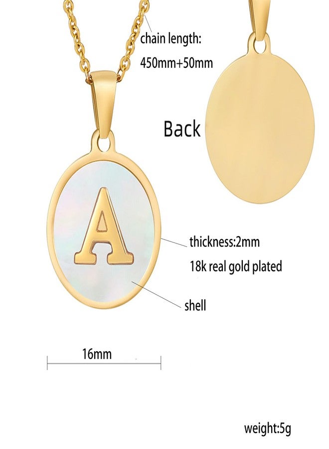 MIFYNN قلادة ذهبية بحرف أولي للنساء، قلادة مرصعة بالصدف، مطلية بذهب عيار 18 قيراط، قلادة بحرف من الصدف الطبيعي، قلادة AZ، هدية عيد ميلاد أو عيد الحب لها (A) - Image 4