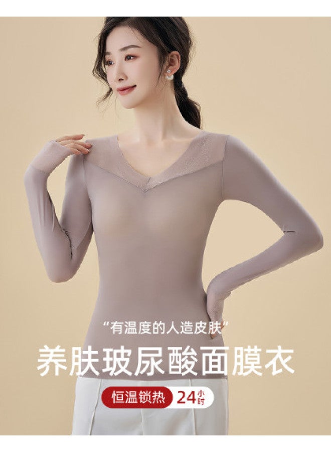 Modal Elegant Lace Base Layer Long Sleeve, Comfortable Skin-Friendly Stretch Warm Top For Women - Image 1