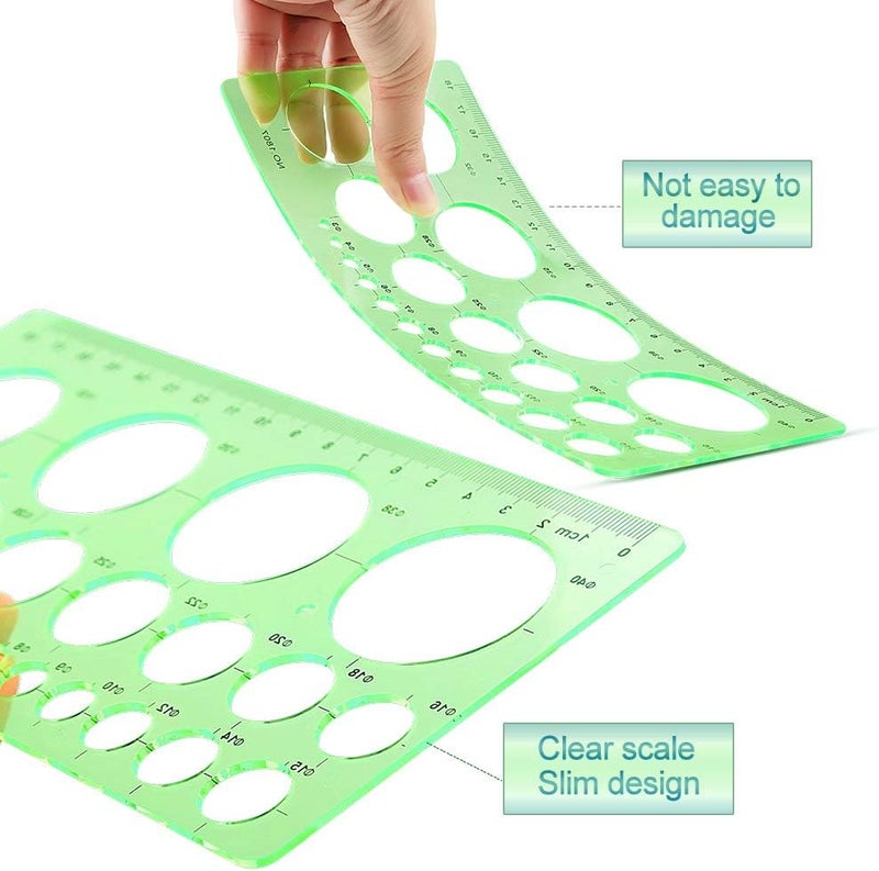 Angrox Geometric Drawings Templates Measuring Geometry Rulers 15 Pcs with 1 Pack File Bag for Design School Studying Office Building… - Image 3